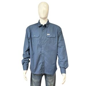 Columbia Men’s Landroamer Lined Shirt AM6702 Snap Button Dark Mountain Sz Medium